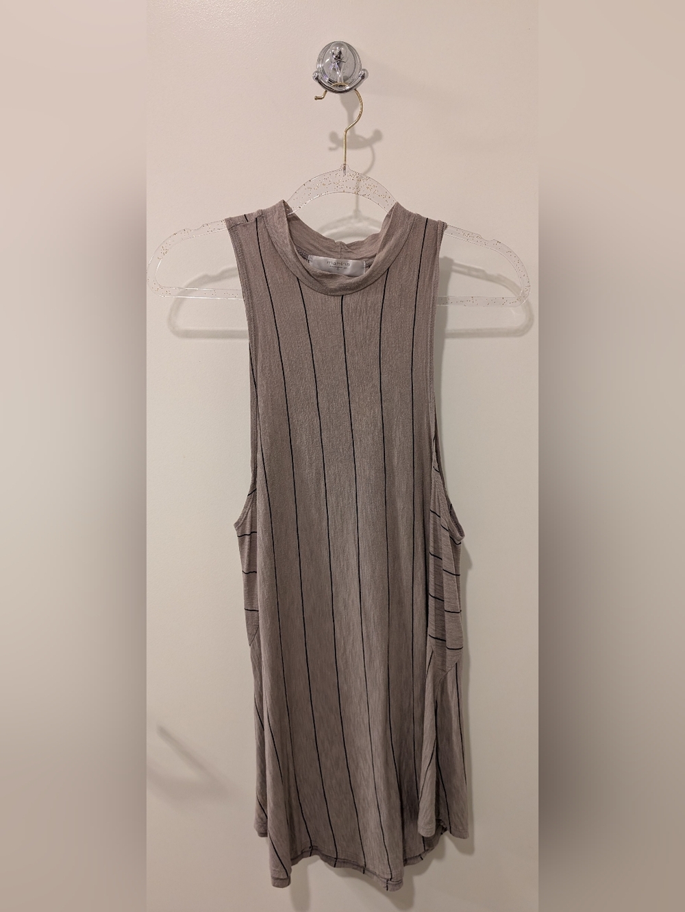 Mahina Hawaii Sleeveless Mock Neck Tunic - Taupe